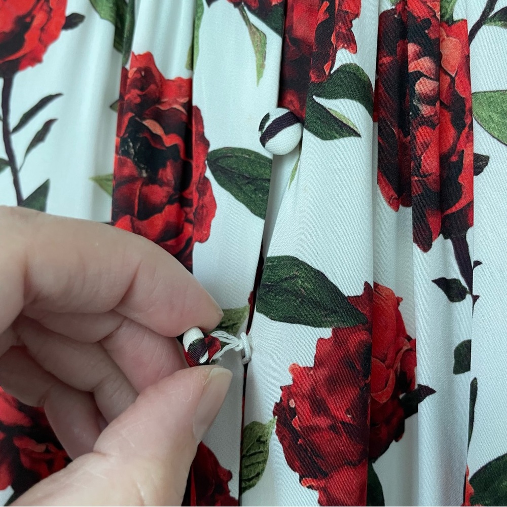 ALICE + OLIVIA Silva Floral Rose Mock Neck Midi Dress \\ 2 - Picture 6 of 13